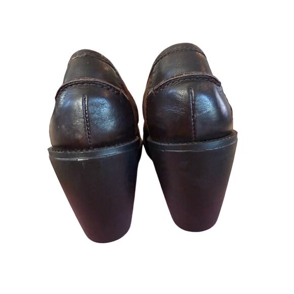 Donald Pliner‎ Chocolate Brown Suede Wedge Loafers 9 Italy preppy Goth Academia - Picture 6 of 8